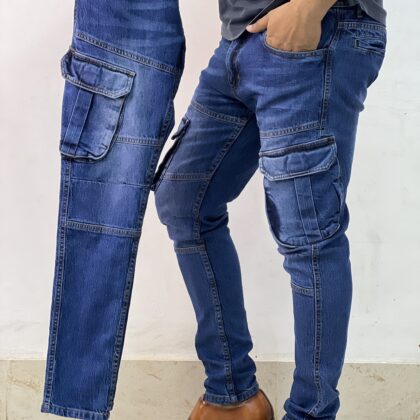 6-Pocket Denim Cargo Blue Pants by Rookies Jeans Co.